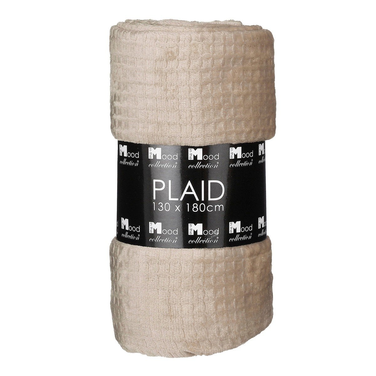 Fleece plaid Joanne beige met geblokt design, 130 × 180 cm