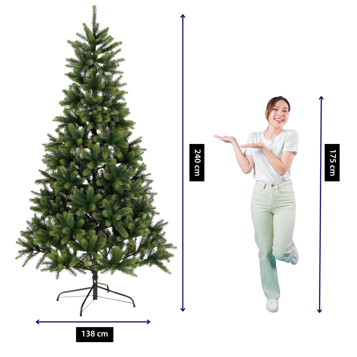 Nagoya kunstkerstboom, 240 cm, Ø 138 cm