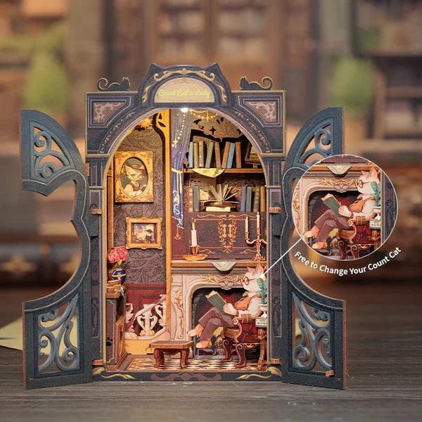 Count Cat's Study book nook, 11,8 × 10 × 17 cm