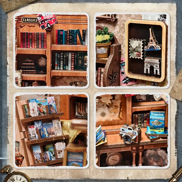 Journey Trace Bookshop miniatuurhuisje, 15,5 × 16 × 18 cm