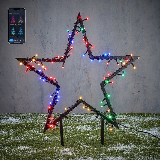 Smart tuinsteker kerstverlichting, 73 cm, 80 RGB LED