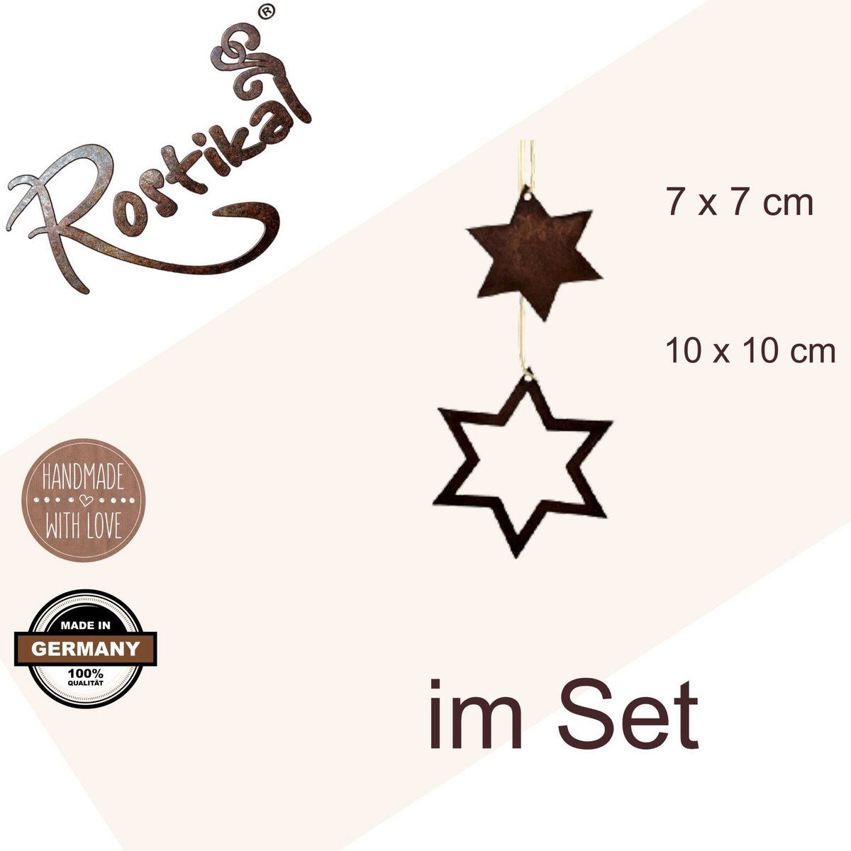 Roest metalen kerststerren set – open en gesloten ster