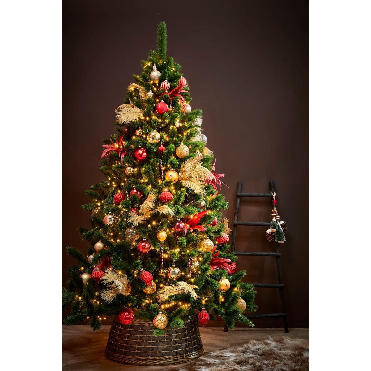 Decoratieve ladder hout zwart 49 × 29 × 119 cm
