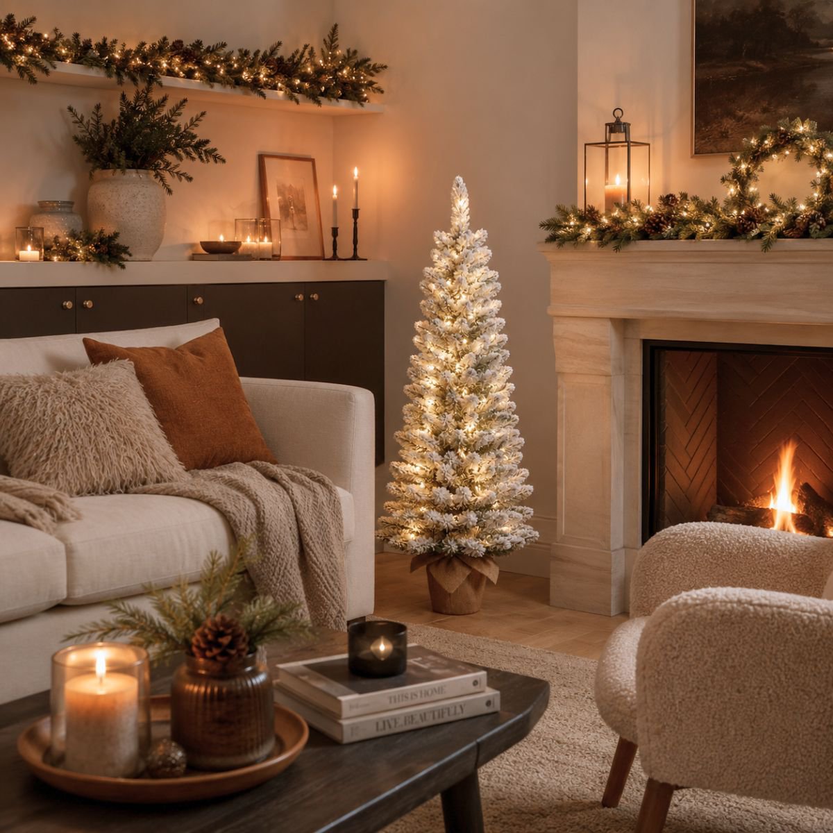 Gerlos besneeuwde kunstkerstboom met verlichting, 120 cm, Ø 51 cm