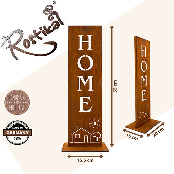 Home decoratiebord met roestpatina, op bodemplaat of stangen