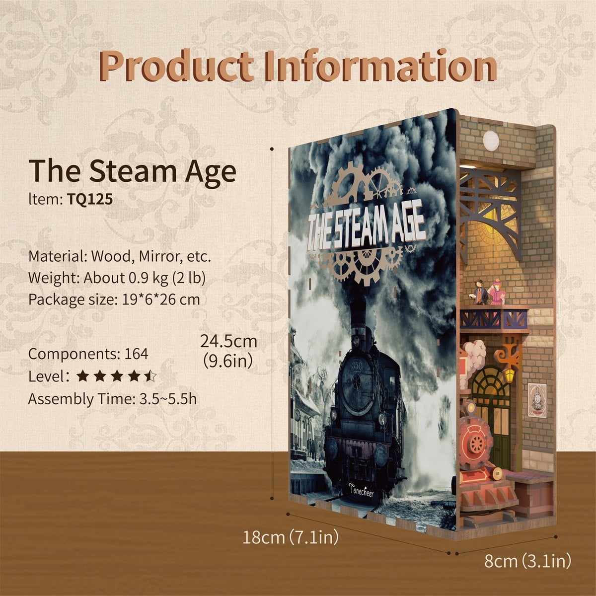 DIY book nook the steam age bookend, 24,5 cm
