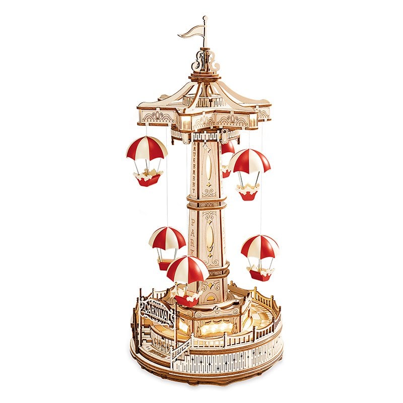 DIY 3D houten bouwpakket muziekdoos parachute, 30 cm