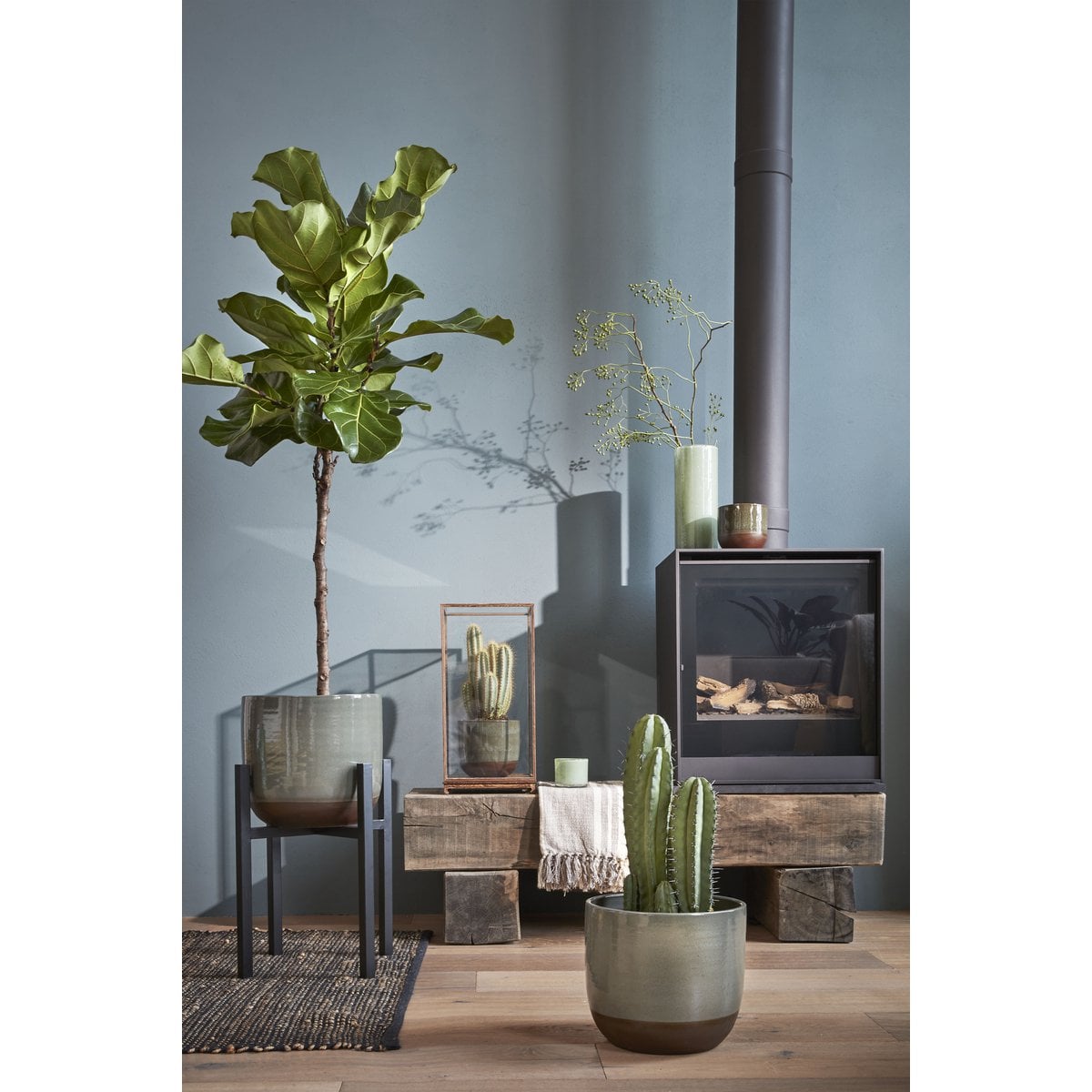 Ascot plantenstandaard, zwart, 41,5 × 41,5 × 50 cm