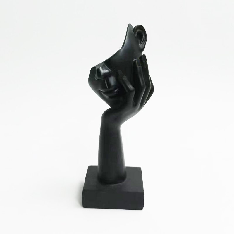 Gezicht op hand, zwart, 6 × 5 × 16,5 cm