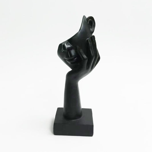 Gezicht op hand, zwart, 6 × 5 × 16,5 cm