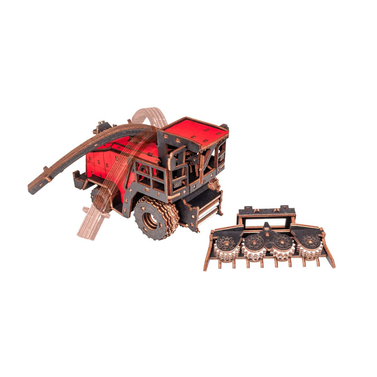 DIY houten mechanische puzzel hakselaar FS80, 27 x 15 x 12 cm