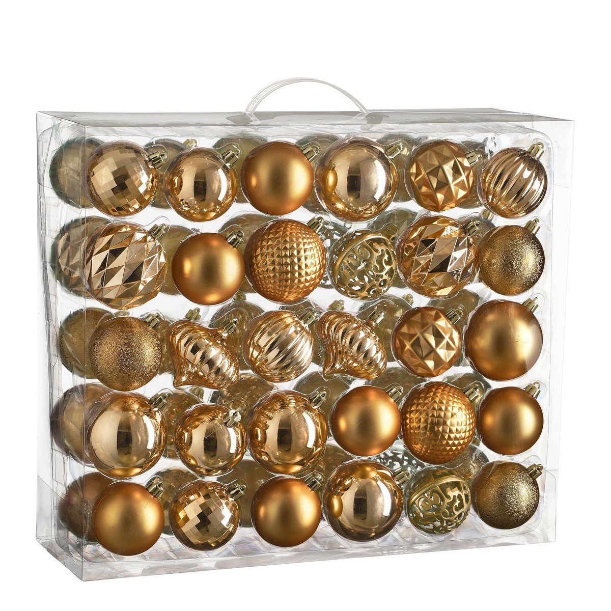 Koperkleurige kerstballen set, onbreekbaar, 60 stuks, Ø 7 cm