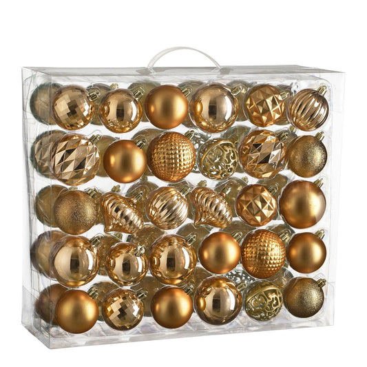 Koperkleurige kerstballen set, onbreekbaar, 60 stuks, Ø 7 cm