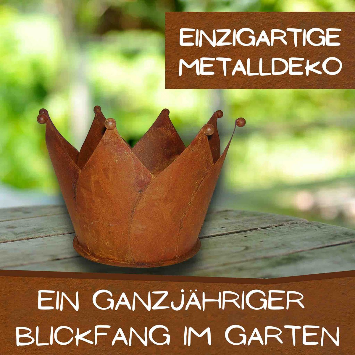 Roestkroon voor planten en decoratie, 20 x 36 cm