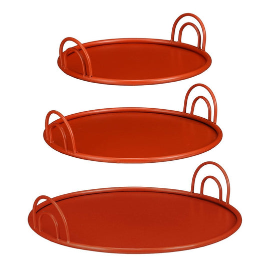 Dienbladen set van 3 met handgrepen, Ø30, Ø36 en Ø42 cm
