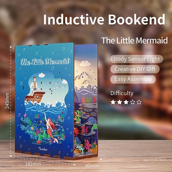 DIY book nook The Little Mermaid bookend, 24,5 cm