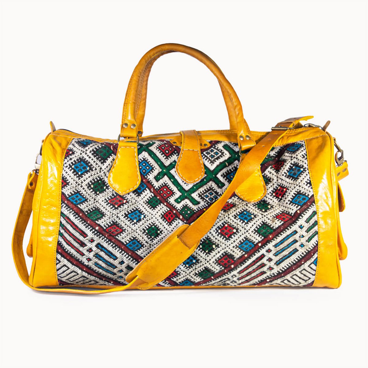 Kilim X leren reistas met authentieke kelim, 54 × 28 × 28 cm