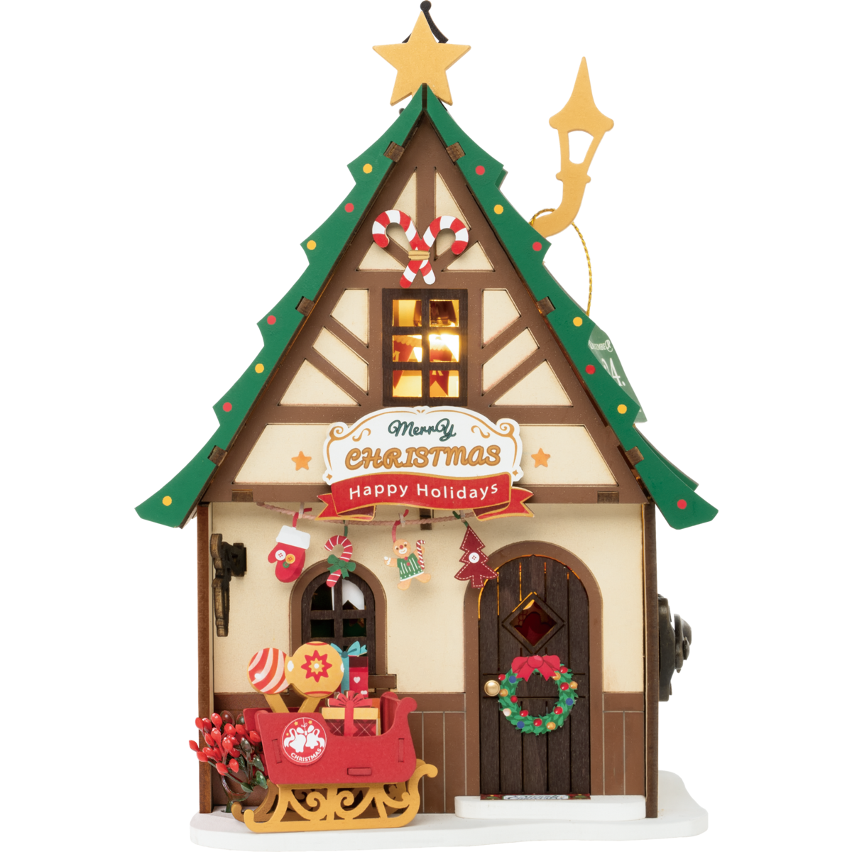 DIY huisje twinkling Christmas house, 18,2 cm