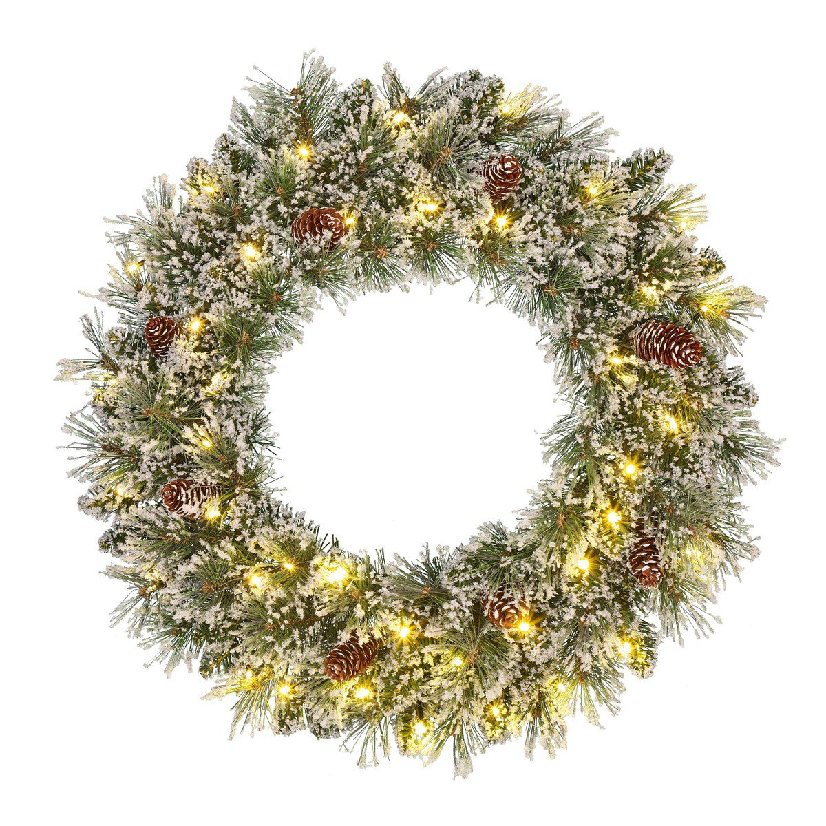 Vandans besneeuwde kerstkrans met verlichting, Ø 60 cm
