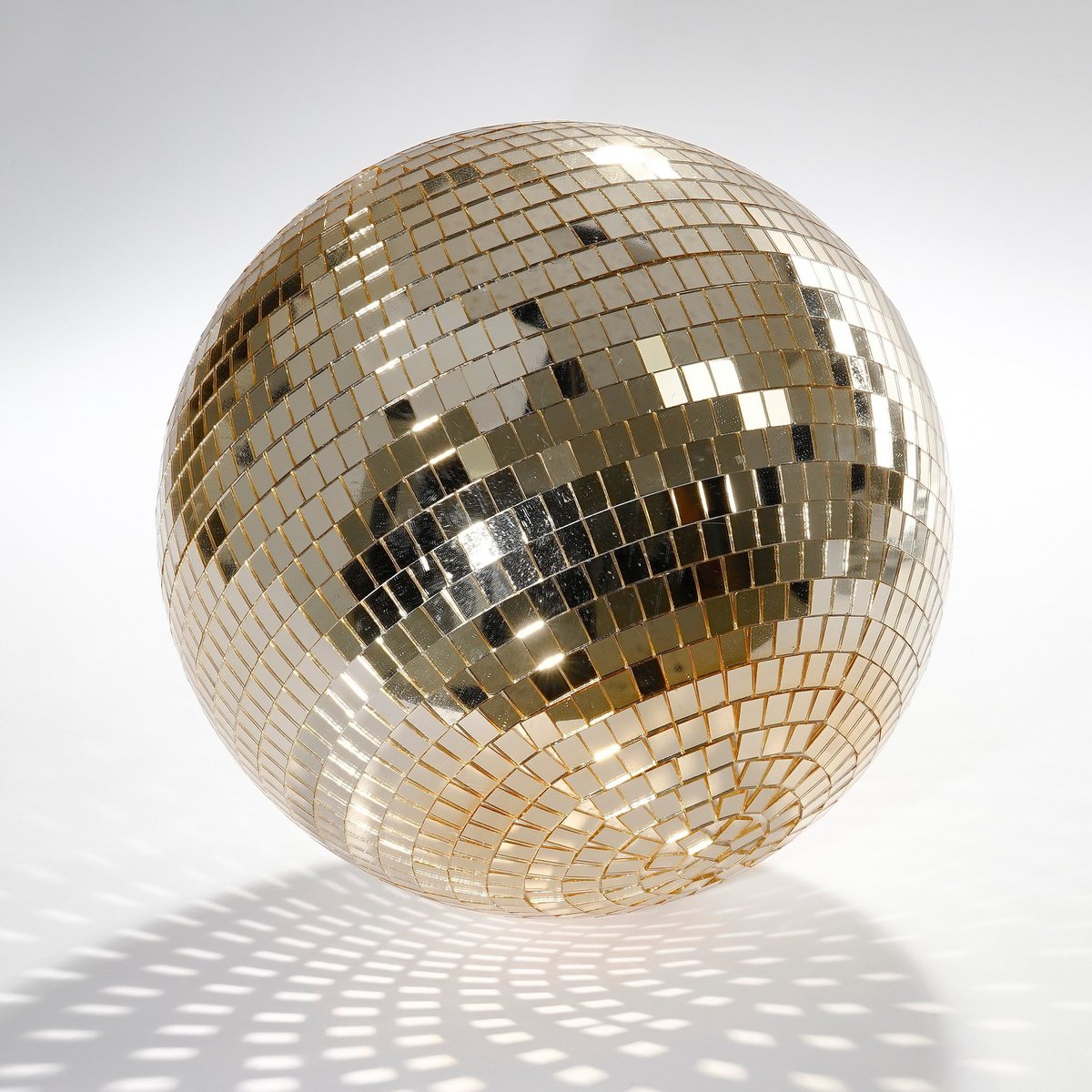 Champagnekleurige kerst discobal van spiegelglas, Ø 25 cm