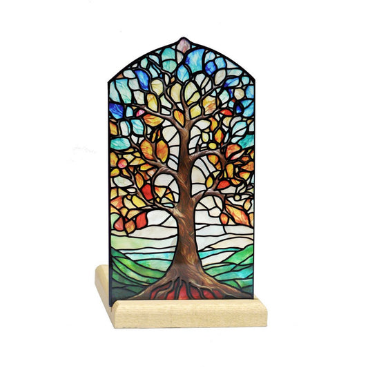 Levensboom waxinelichthouder hout en acryl – sfeervolle theelichthouder