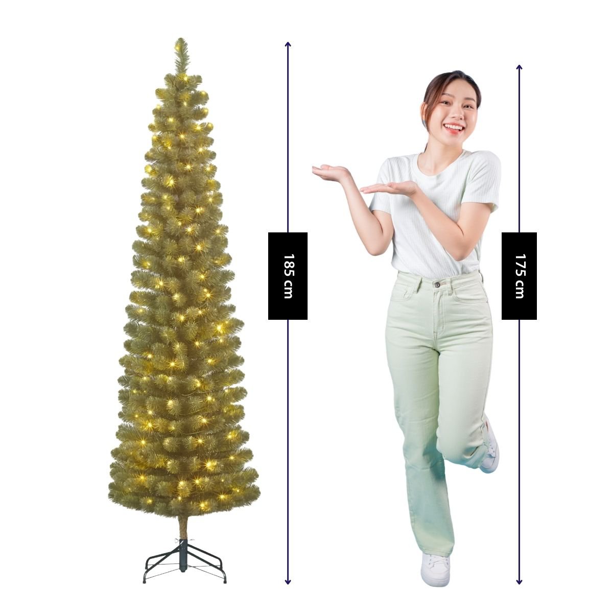 Charlton kunstkerstboom met verlichting, 185 cm, Ø 53 cm