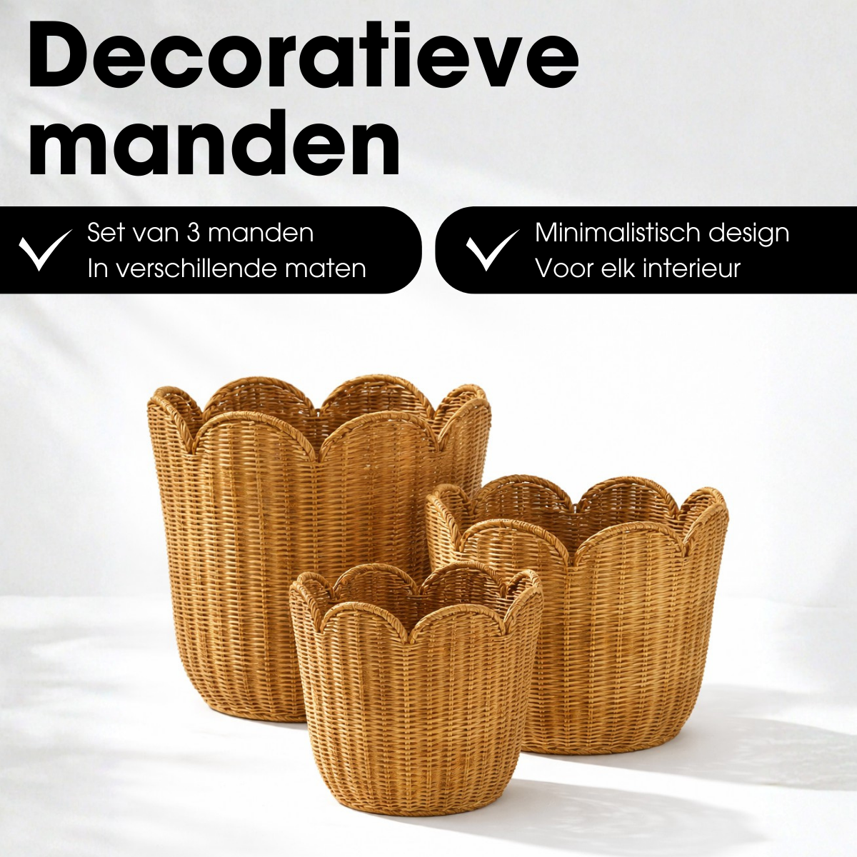 Eleta mandenset, rotan, set van 3