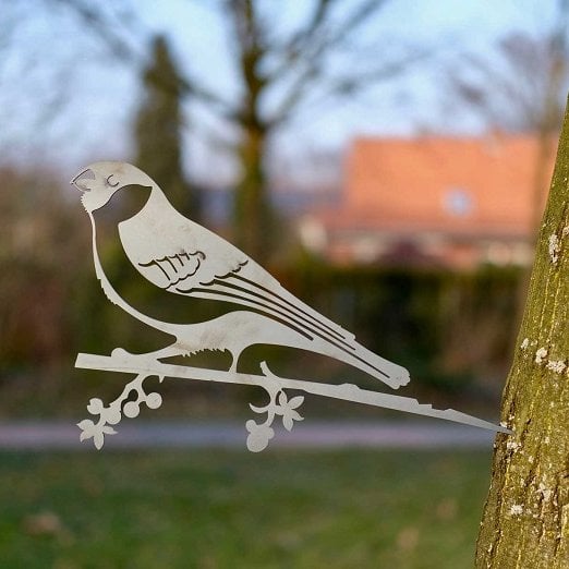 Geluksvogel goudvink metalen boomornament – tuindecoratie vogel