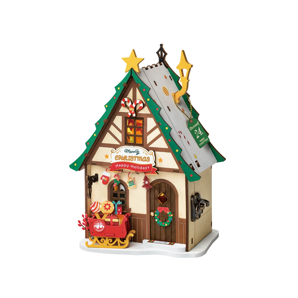 DIY huisje twinkling Christmas house, 18,2 cm