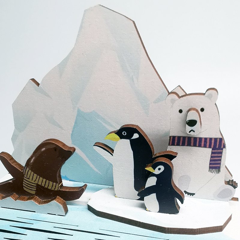 Tonecheer Date at Glaciers 3D houten puzzel kalender DIY miniatuur