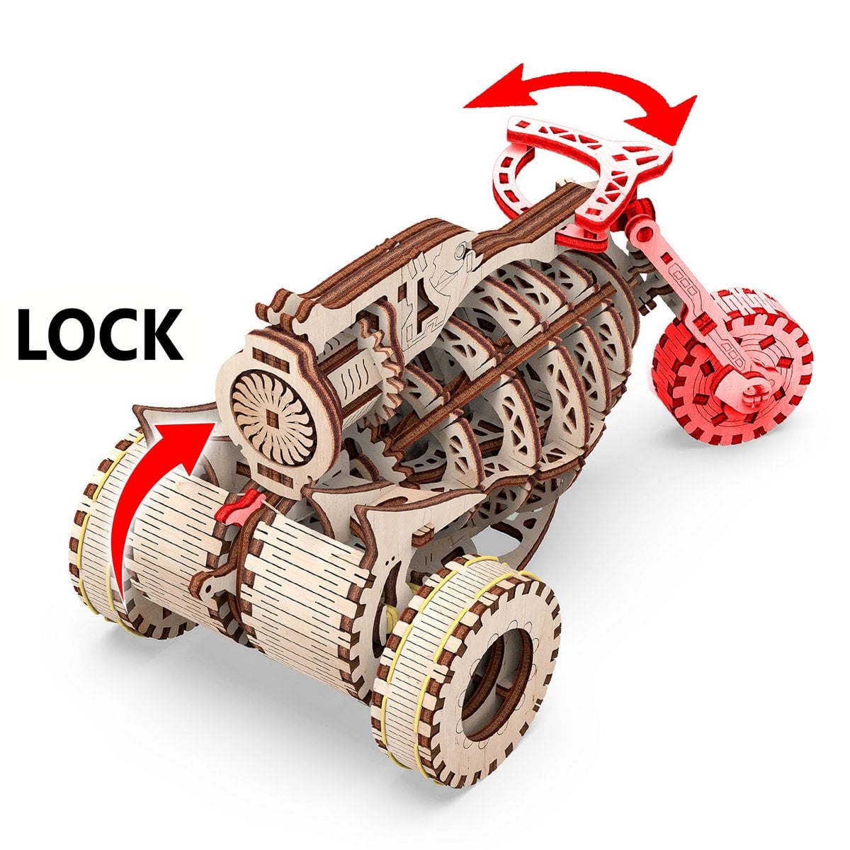 Mechanische kosmobike met bewegende onderdelen, 12 x 12 x 24 cm