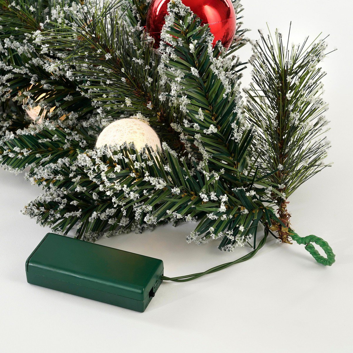 Kaprun licht besneeuwde guirlande met verlichting en decoratie, 180 cm, Ø 25 cm