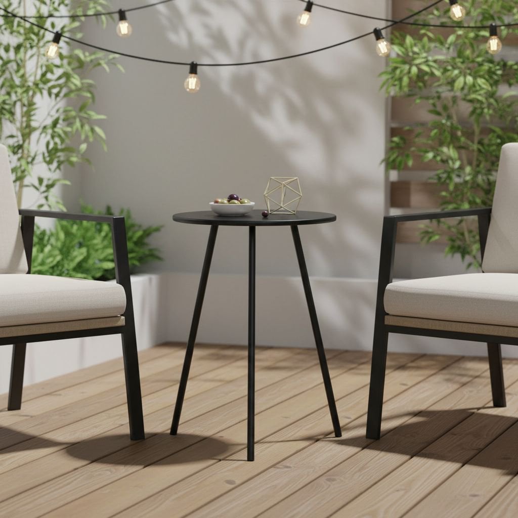 Seattle bijzettafel voor binnen en buiten, zwart, 38 × 38 × 58 cm