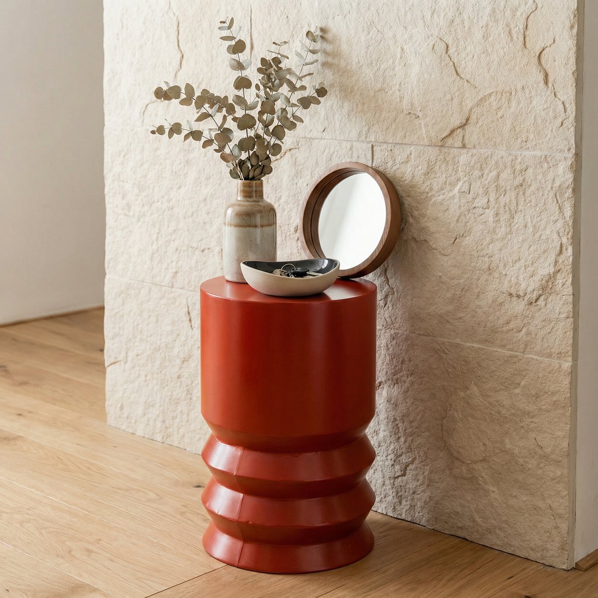 Mart bijzettafel rood, rond, 46 cm