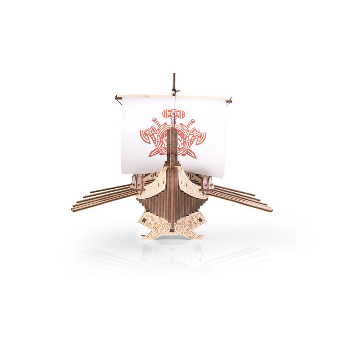 Drakkar Vikingschip houten bouwpakket, 26 × 34 × 21,7 cm