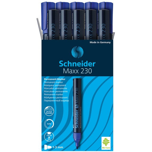 Permanente marker rond blauw 1–3 mm, set van 10