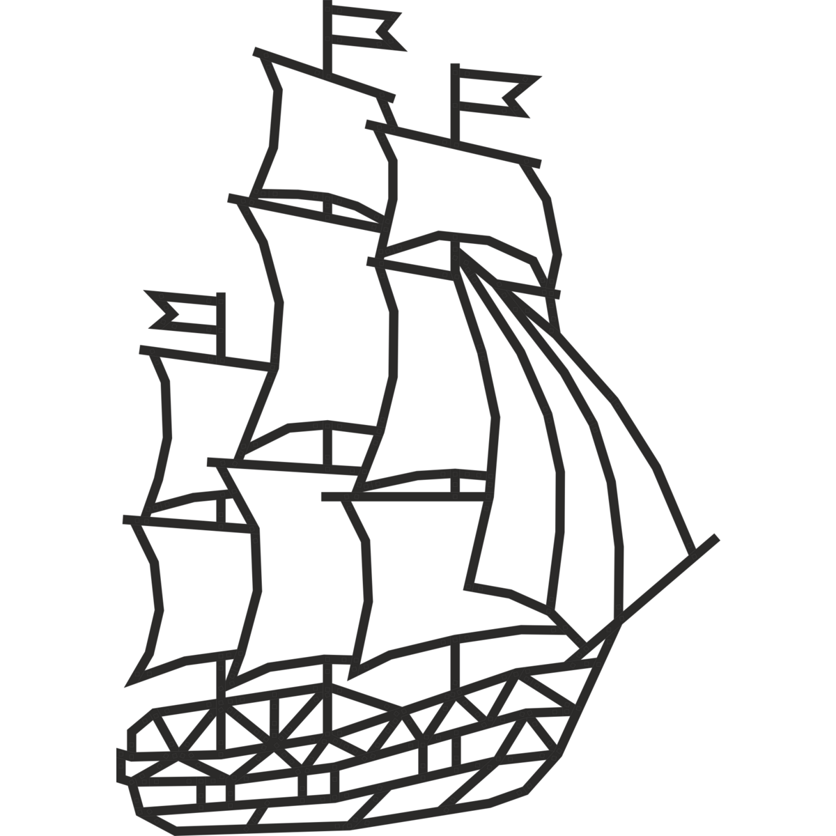 Houten wandpuzzel schip, 59,7 × 82,7 cm