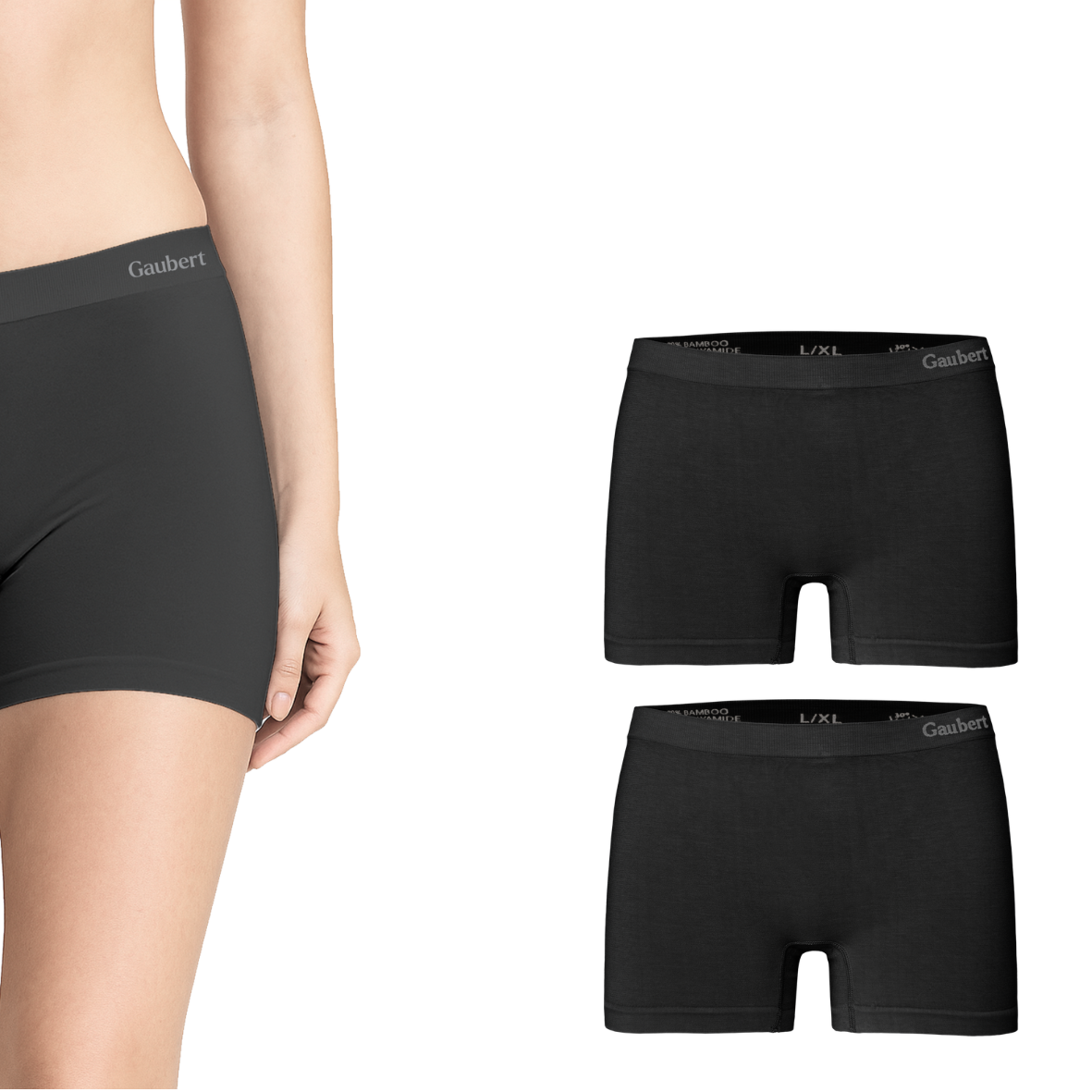 Bamboe boxershorts, zwart, 2 stuks