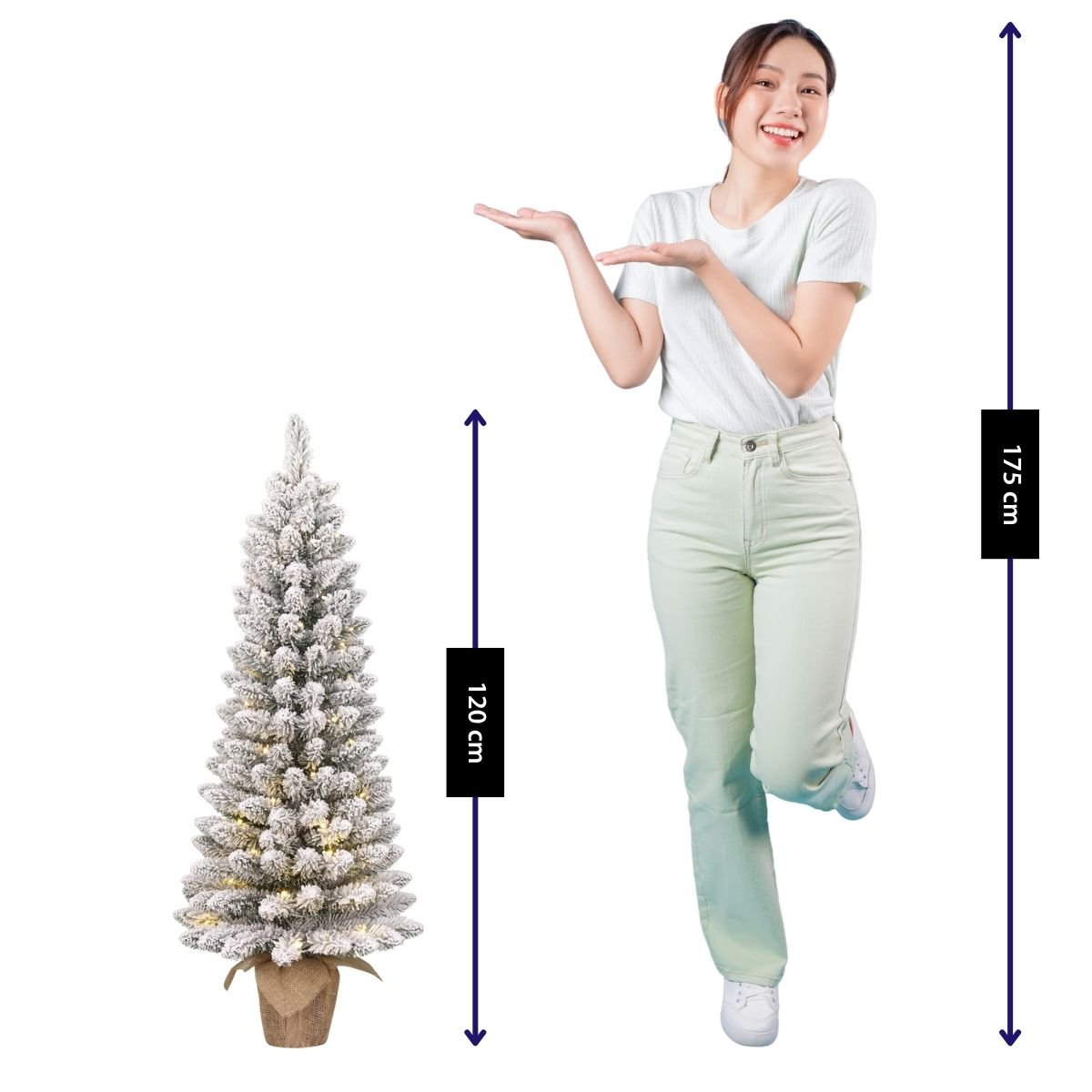Gerlos besneeuwde kunstkerstboom met verlichting, 120 cm, Ø 51 cm