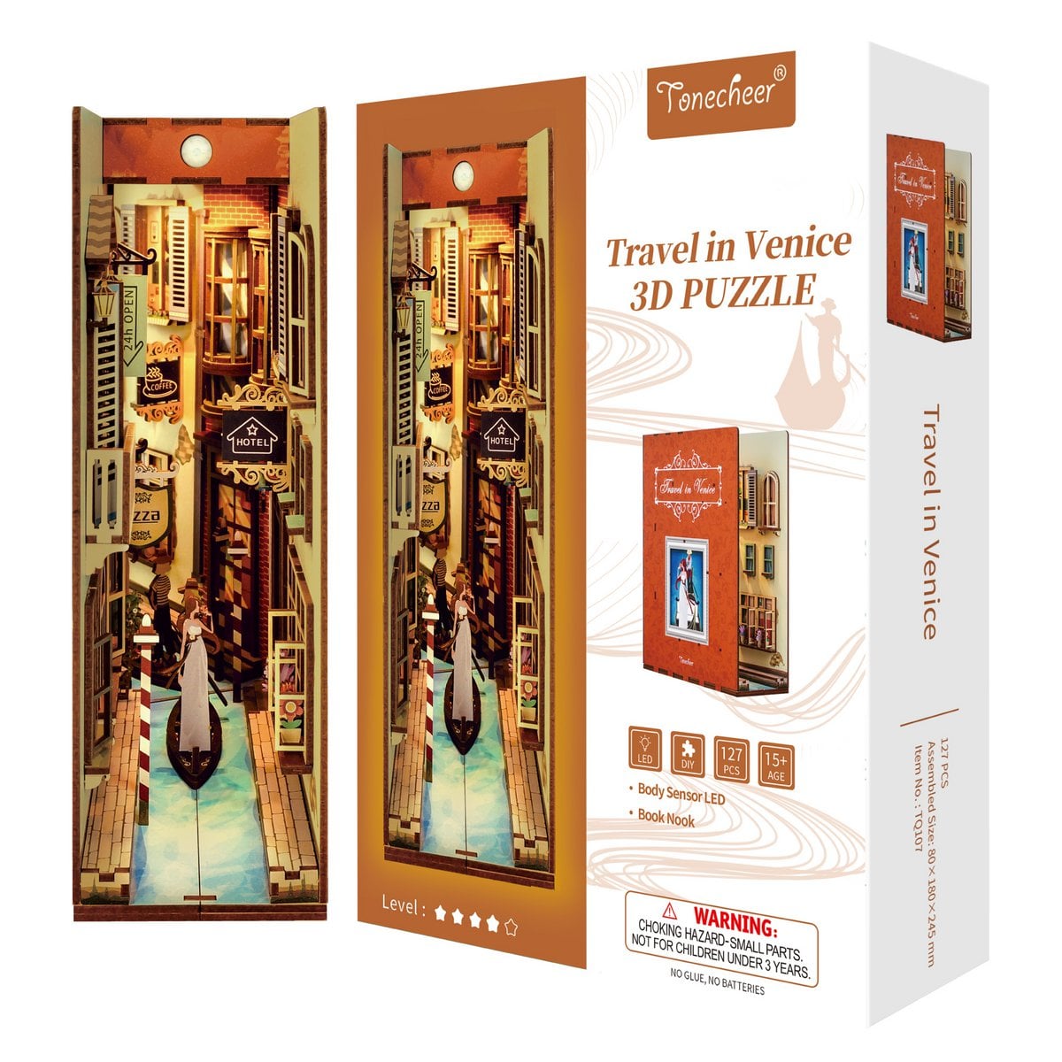 DIY book nook travel in venice bookend, 24,5 cm