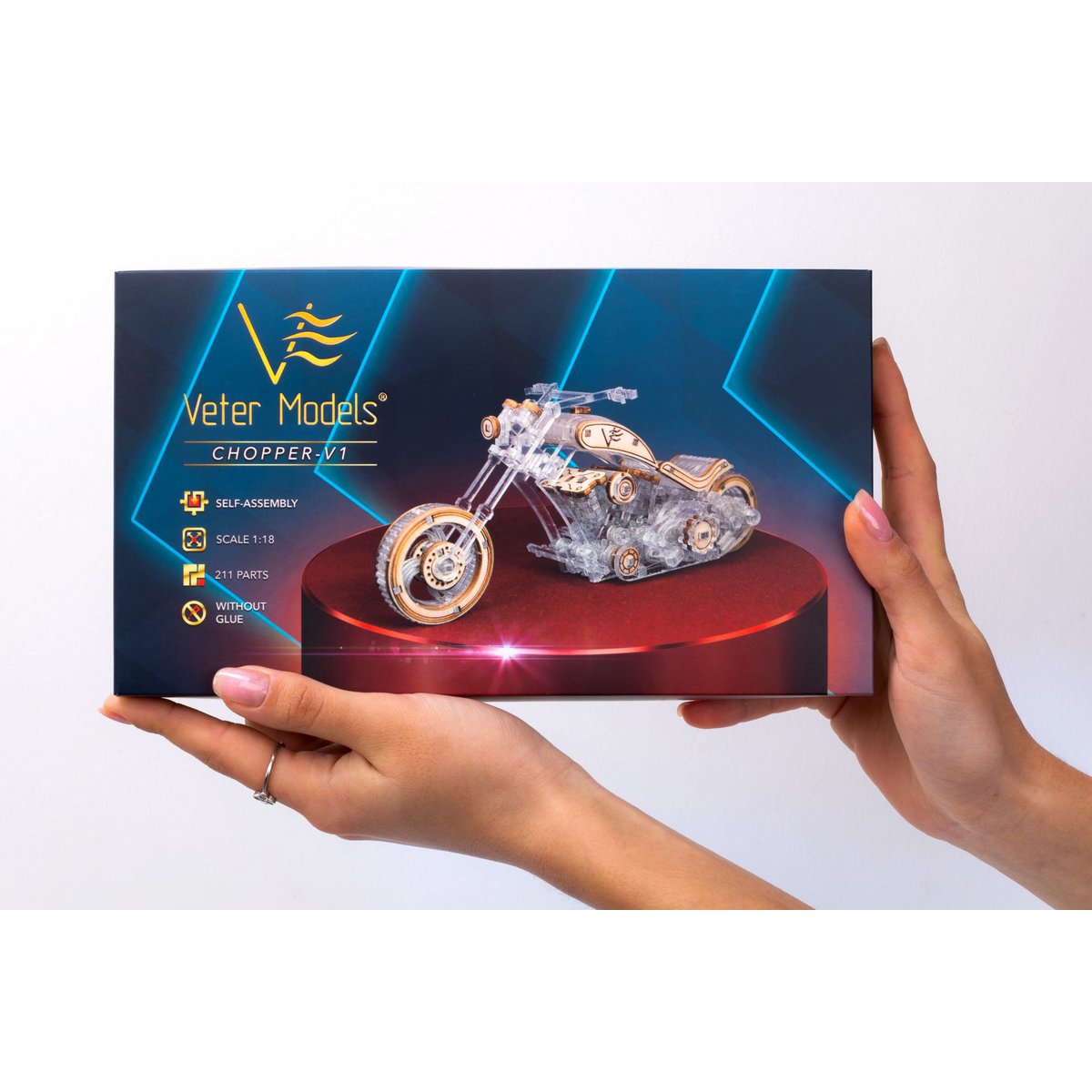 3D mechanisch modelbouw motor chopper V1 14 × 4,1 × 6,2 cm – 211 stukjes
