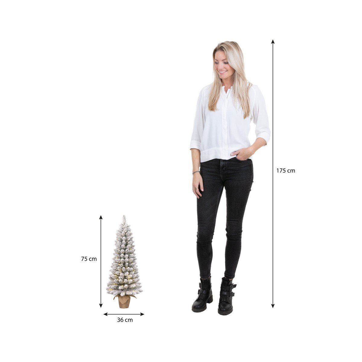 Gerlos besneeuwde kunstkerstboom met verlichting, 75 cm, Ø 36 cm