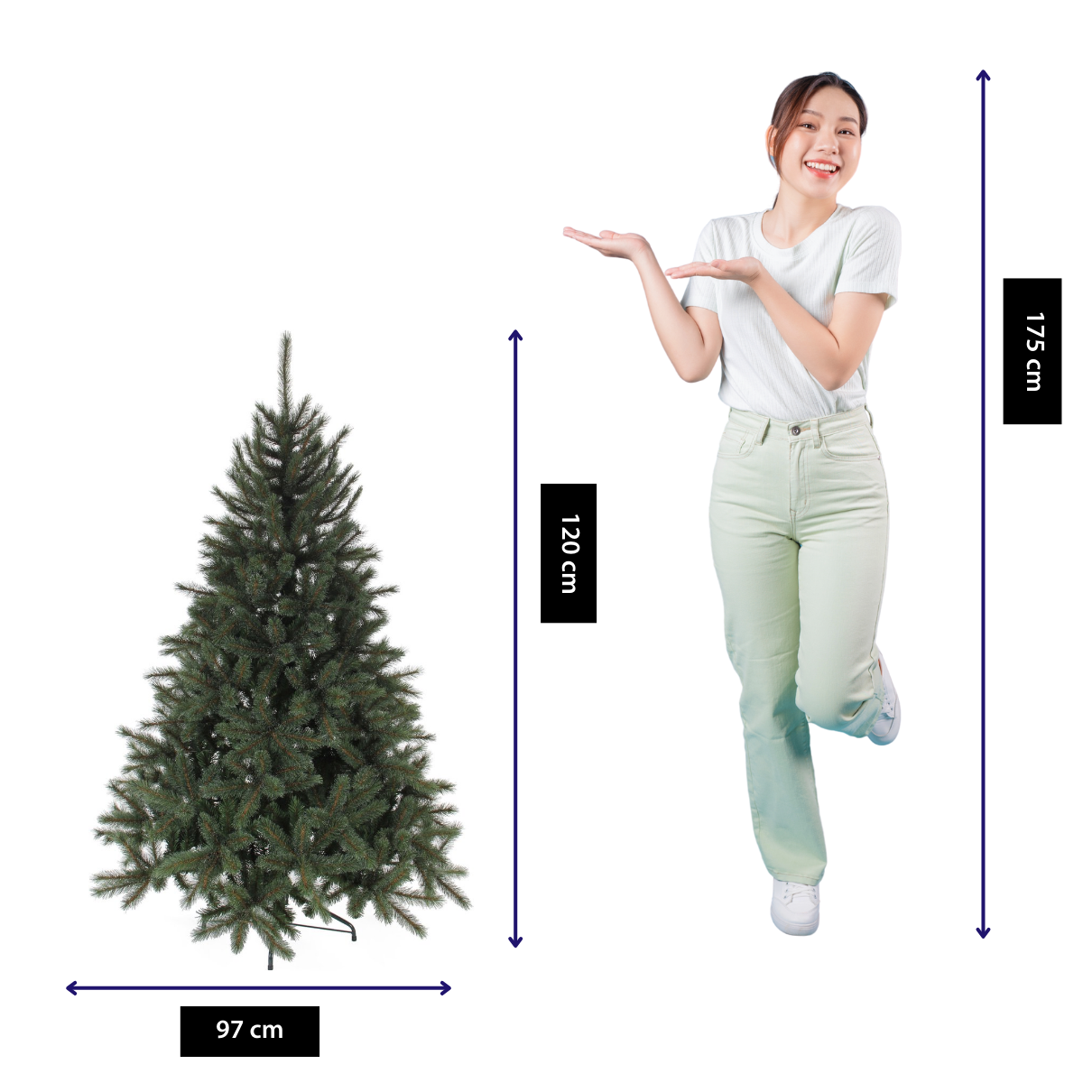 Toronto Deluxe kunstkerstboom, 120 cm, Ø 97 cm