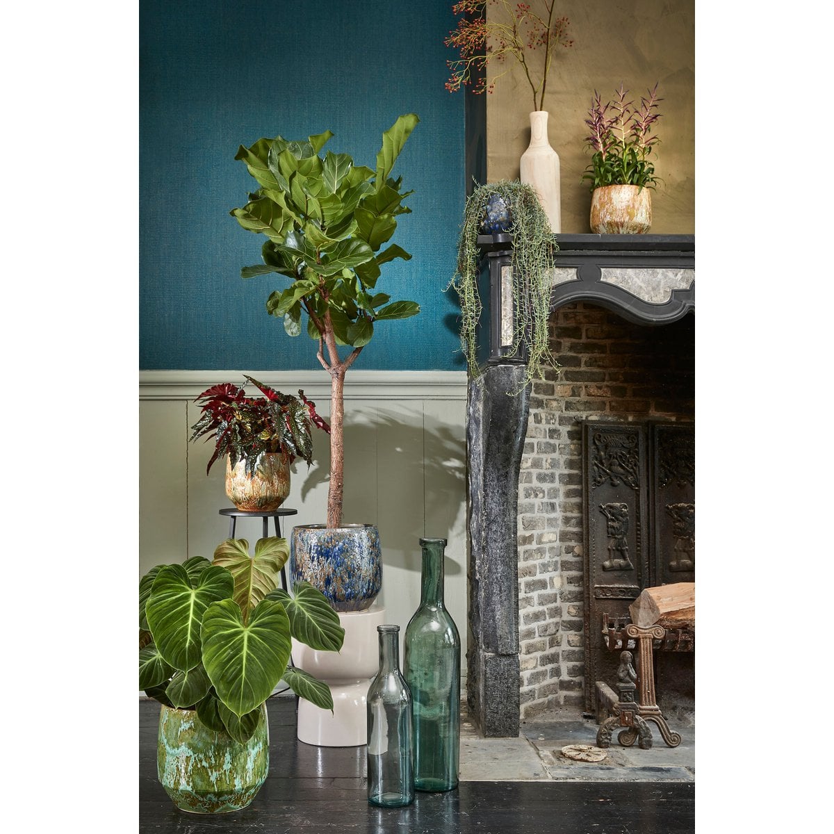 Vaas Rioja grijsgroen glas, 100 x 21 cm