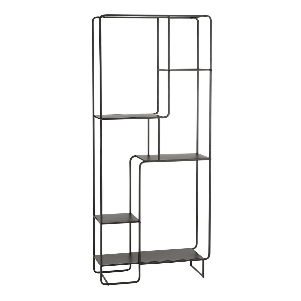 Jules, zwarte open kast met 5 planken, 76 x 30 x 178 cm