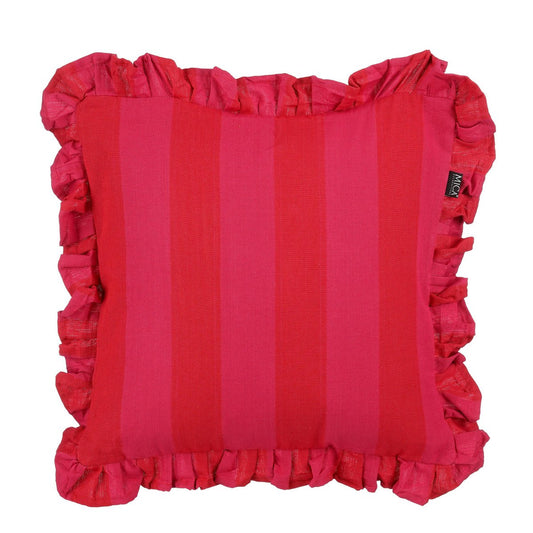 Sierkussen met ruches, roze/rood, 45 x 45 cm
