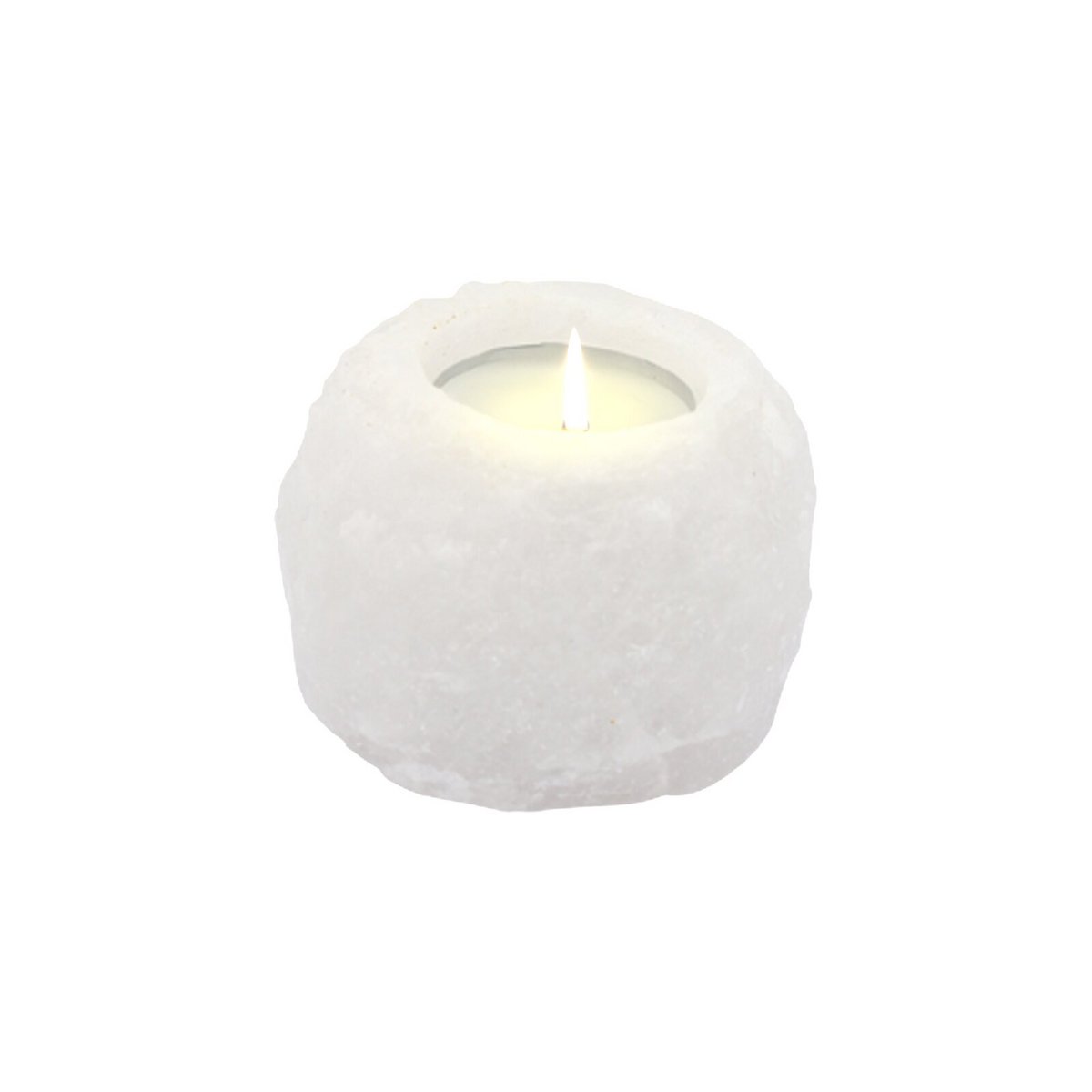 Himalaya Zout Theelichthouder Rock – Wit (± 400 g)