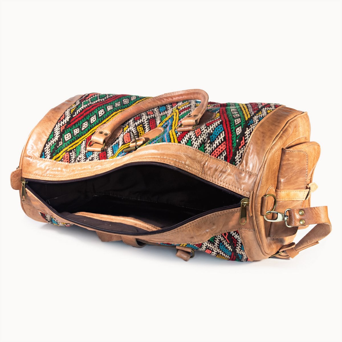 Kilim leren reistas S met authentieke kelim, 35 × 20 × 22 cm