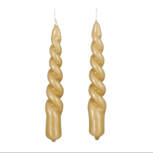 Twist kaarsen, lichtbruin, set van 2