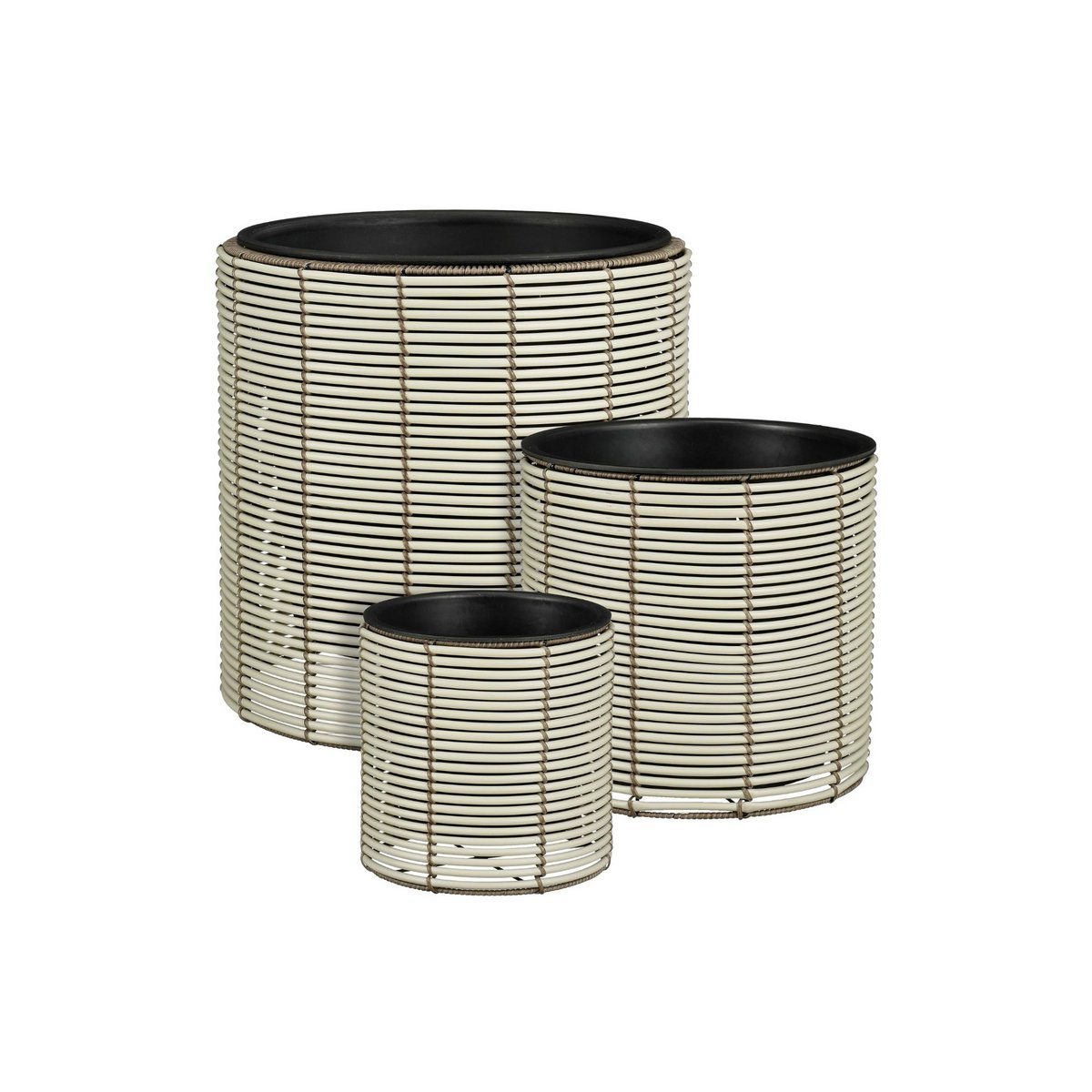 Cesena bloempottenset wit, set van 3, gevlochten look